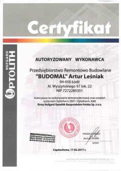 Certyfikat HUFGARD PTOLITH